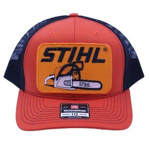 STIHL Hat, Stihl Trucker Hat, Stihl Chainsaw Patch on Mid-Crown Richardson 112
